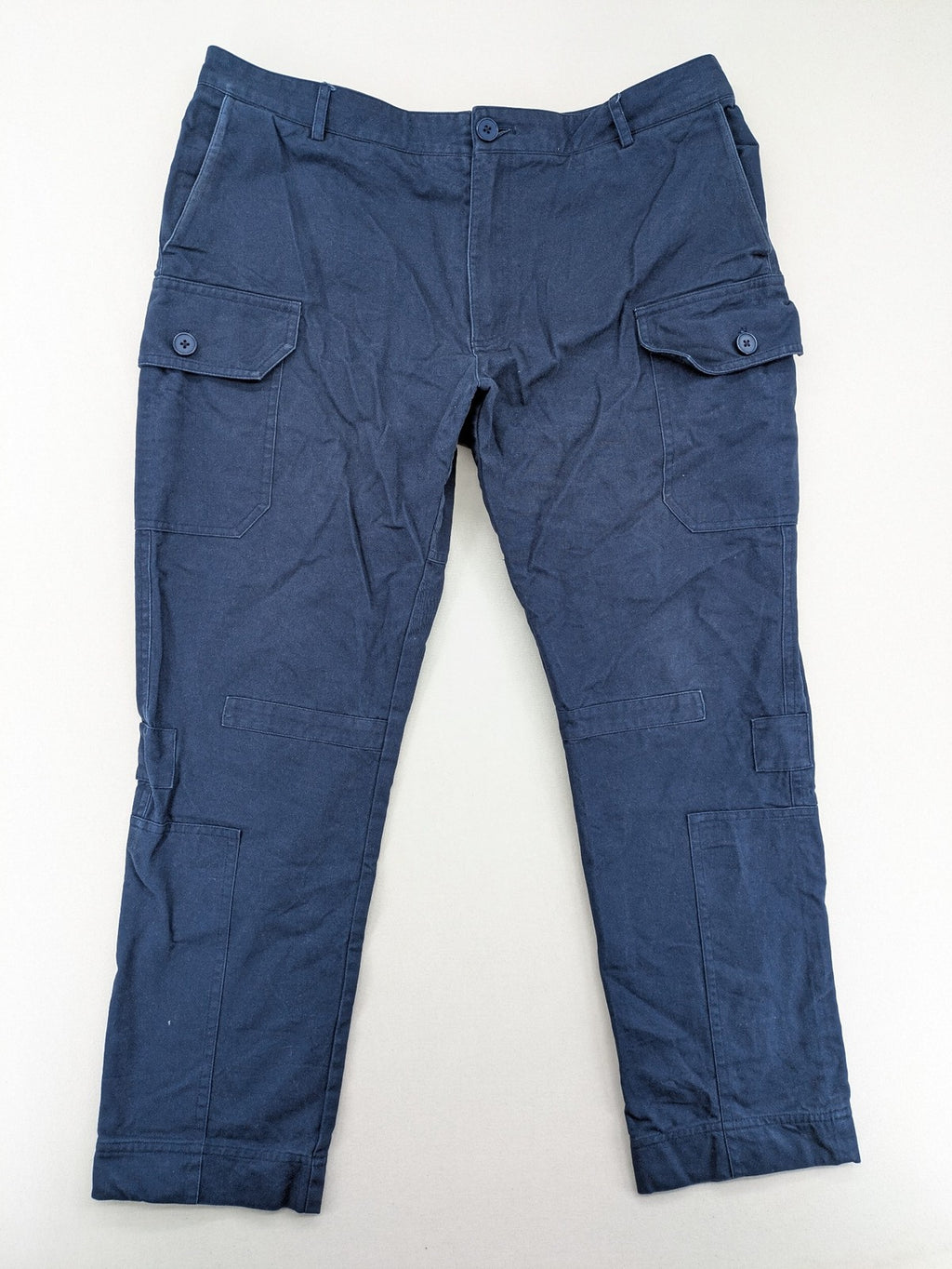 Max & Moi blue cargo pants 100% cotton with buttoned side pockets and classic design.