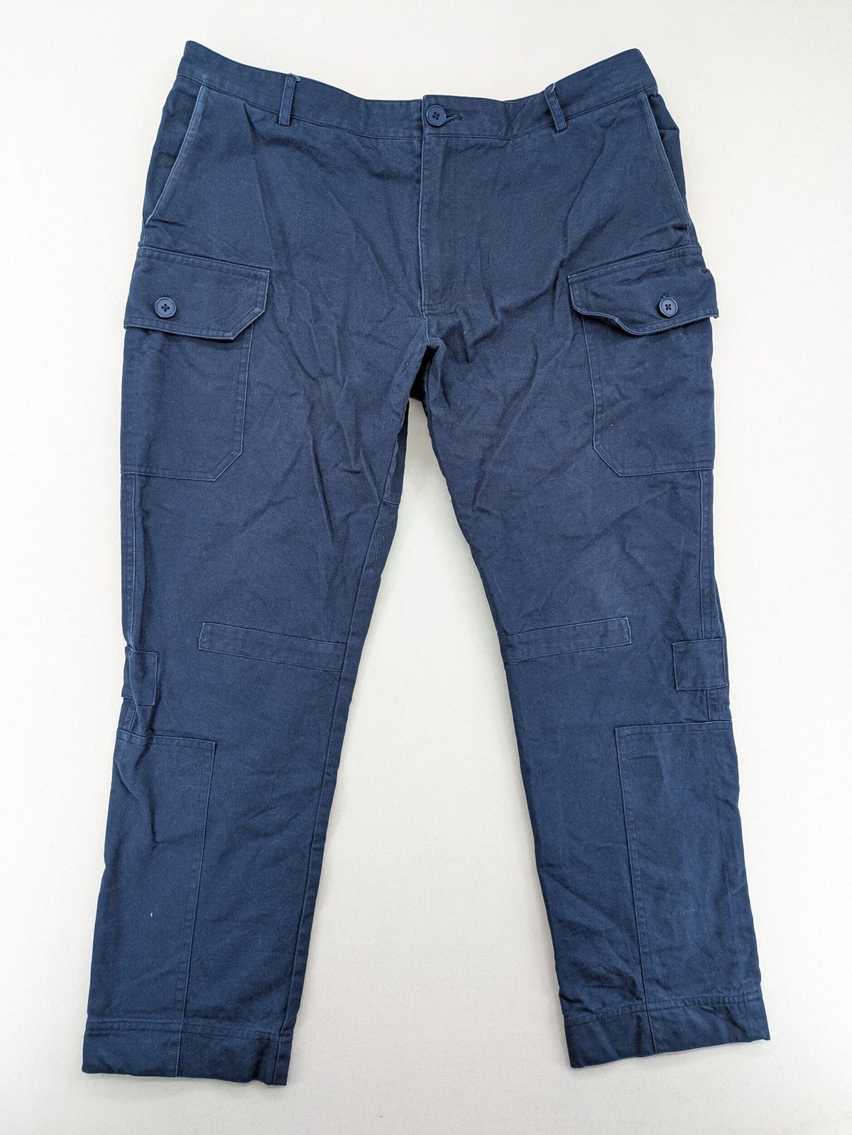 Max & Moi blue cargo pants 100% cotton with buttoned side pockets and classic design.