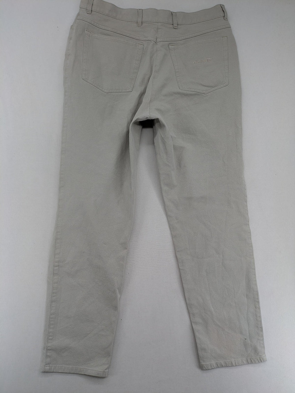Vunic beige chinos with straight leg, 5-pocket design, and classic front zipper closure.