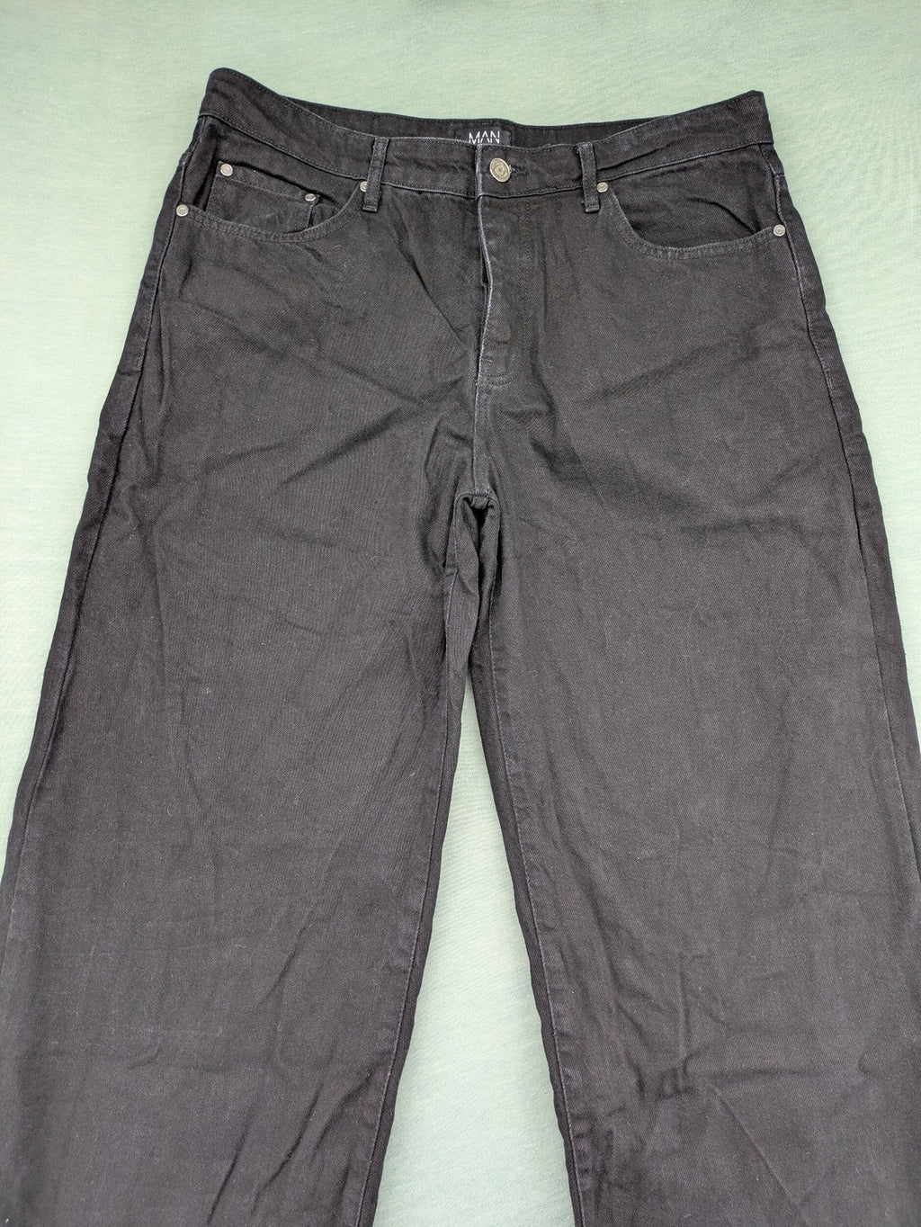 Boohooman grey straight jeans classic five-pocket design button fly 100% cotton denim
