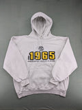 Gold's Gym grey hoodie with embroidered "Since 1965" logo and kangaroo pocket.