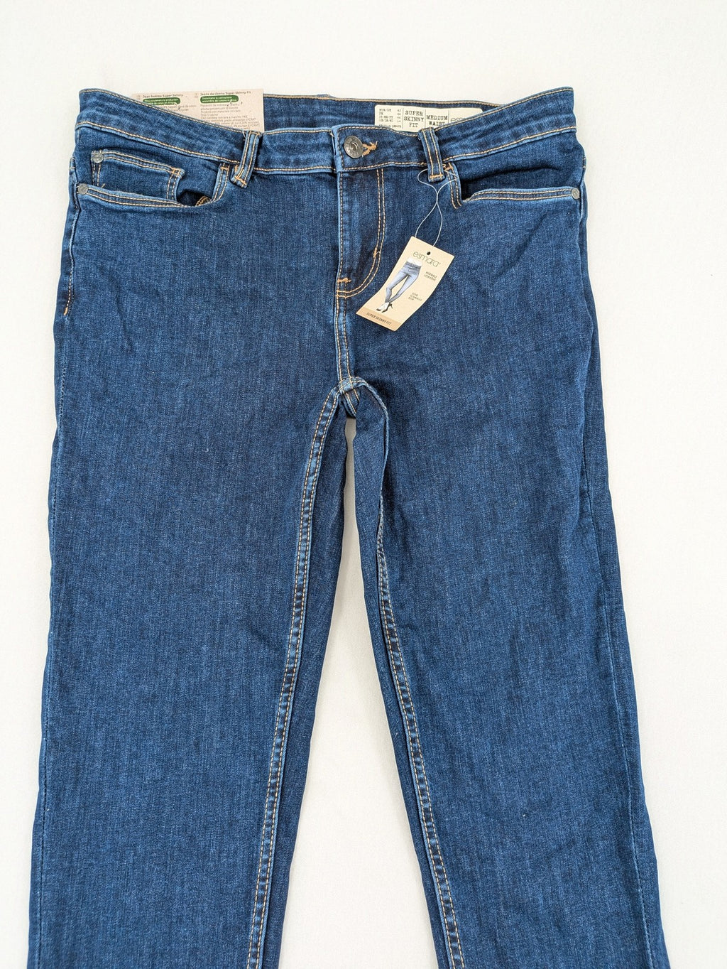 ESMARA blue super skinny jeans with dark wash and stretch denim material.