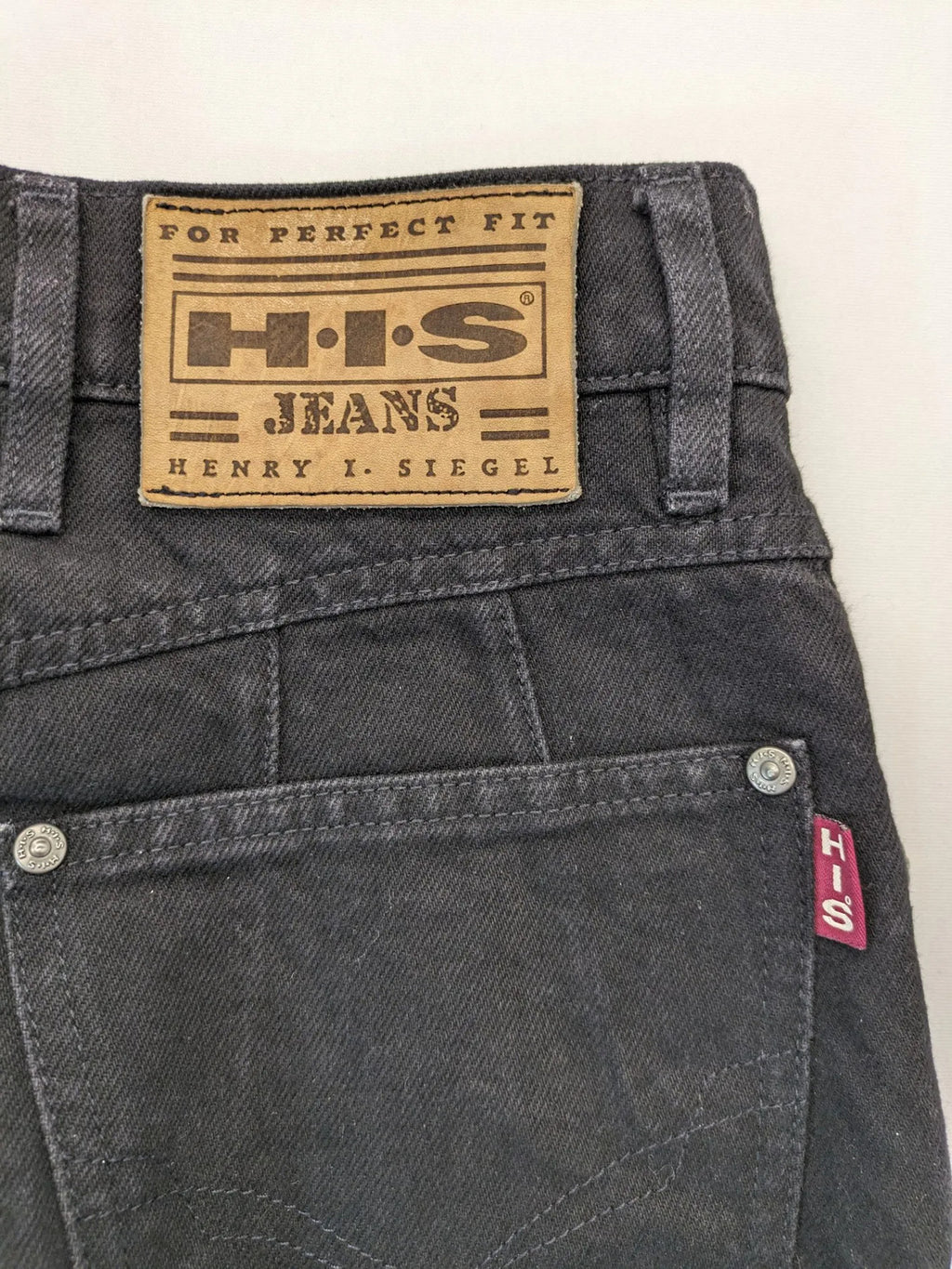 H.I.S black mom jeans high waist tapered fit 90s vintage style 100% cotton