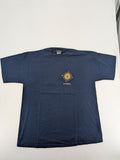 ProFishers navy t-shirt with compass print and large fish graphic on back.