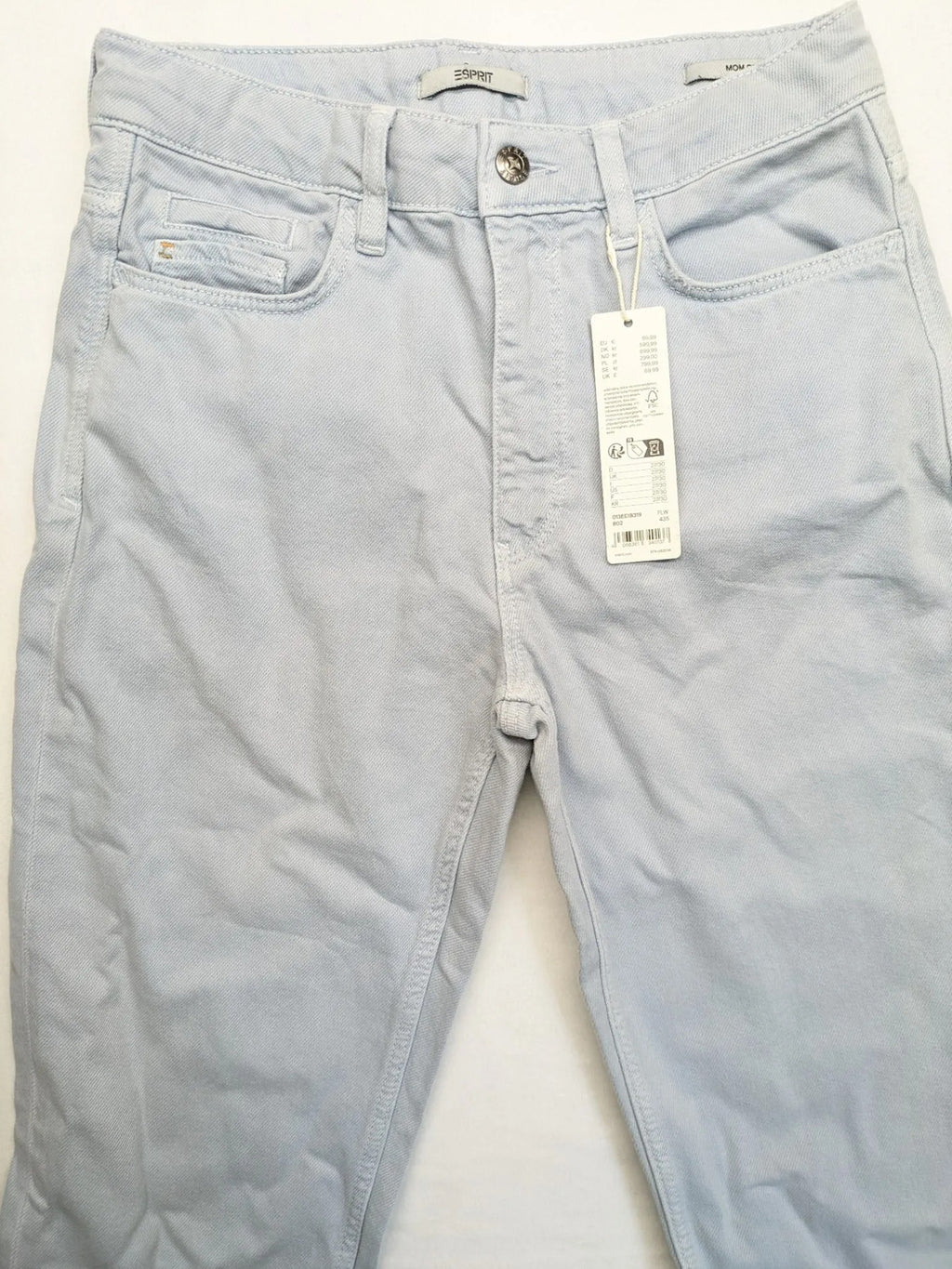 Esprit blue mom fit jeans high waist with classic 5-pocket design and logo.