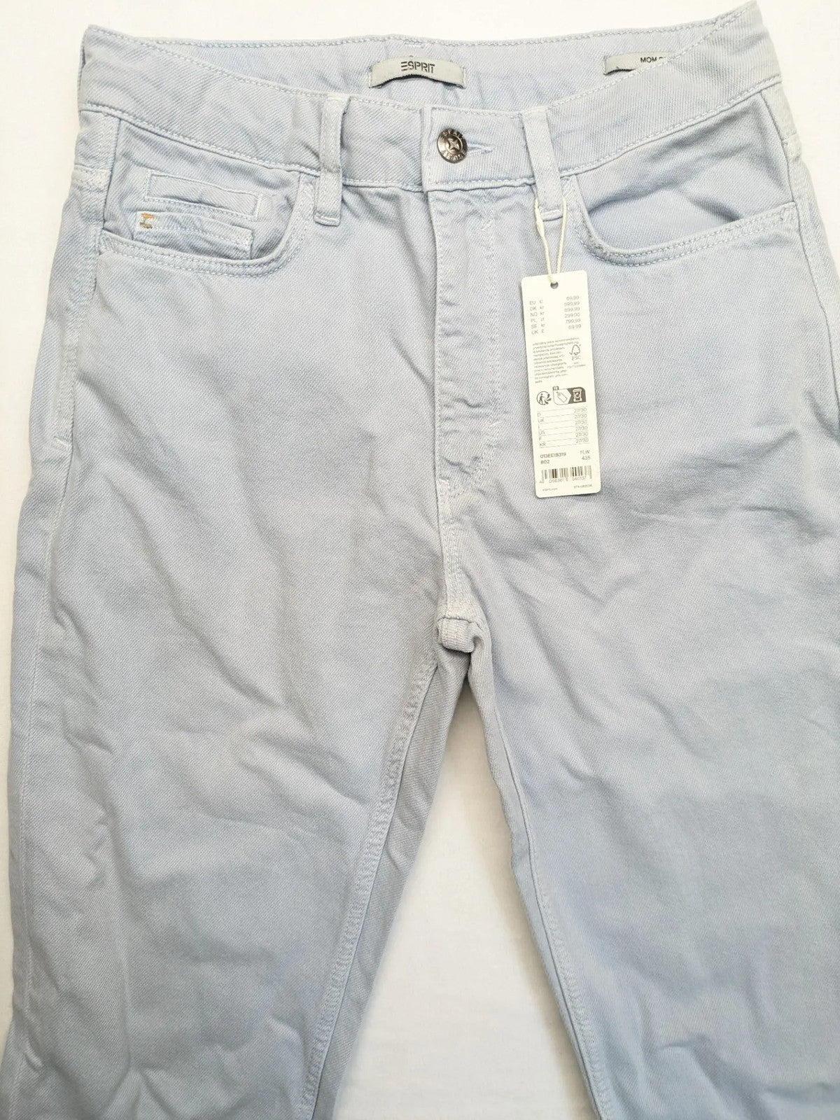 Esprit blue mom fit jeans high waist with classic 5-pocket design and logo.