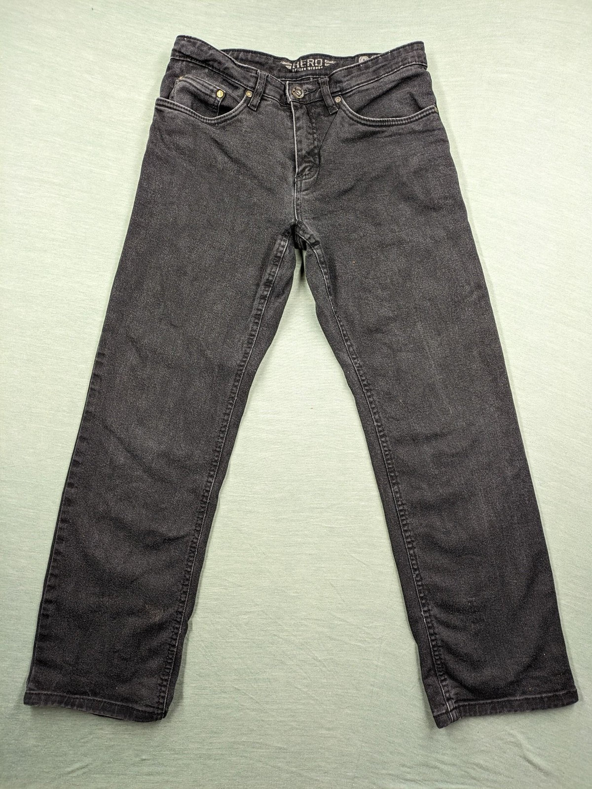 Hero by John Meddox black straight jeans with faded wash and durable cotton-stretch material.