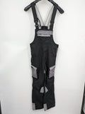 Cargo pants black grey two-tone design with red stitching and multiple pockets