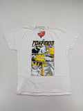 Pokemon graphic t-shirt white comic print featuring Pikachu, Charizard, Blastoise, Venusaur.