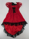 Perfekt red and black costume dress with corset lacing and spiderweb sleeves.