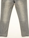 Born Rich grey slim fit jeans with button fly and washed denim texture.