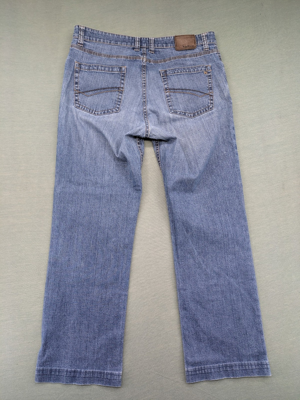 Hattric blue straight jeans durable denim five-pocket design button fly