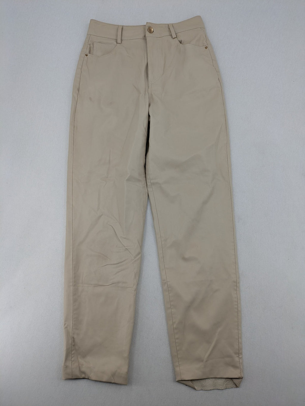 Zara beige faux leather pants high waist straight leg classic design smooth material