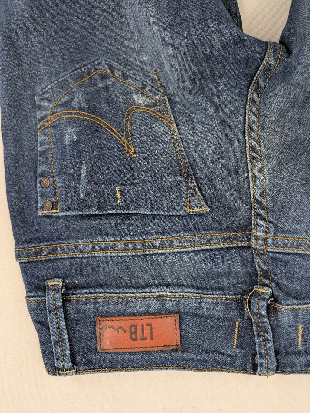 LTB blue skinny jeans dark wash double button closure stretch denim