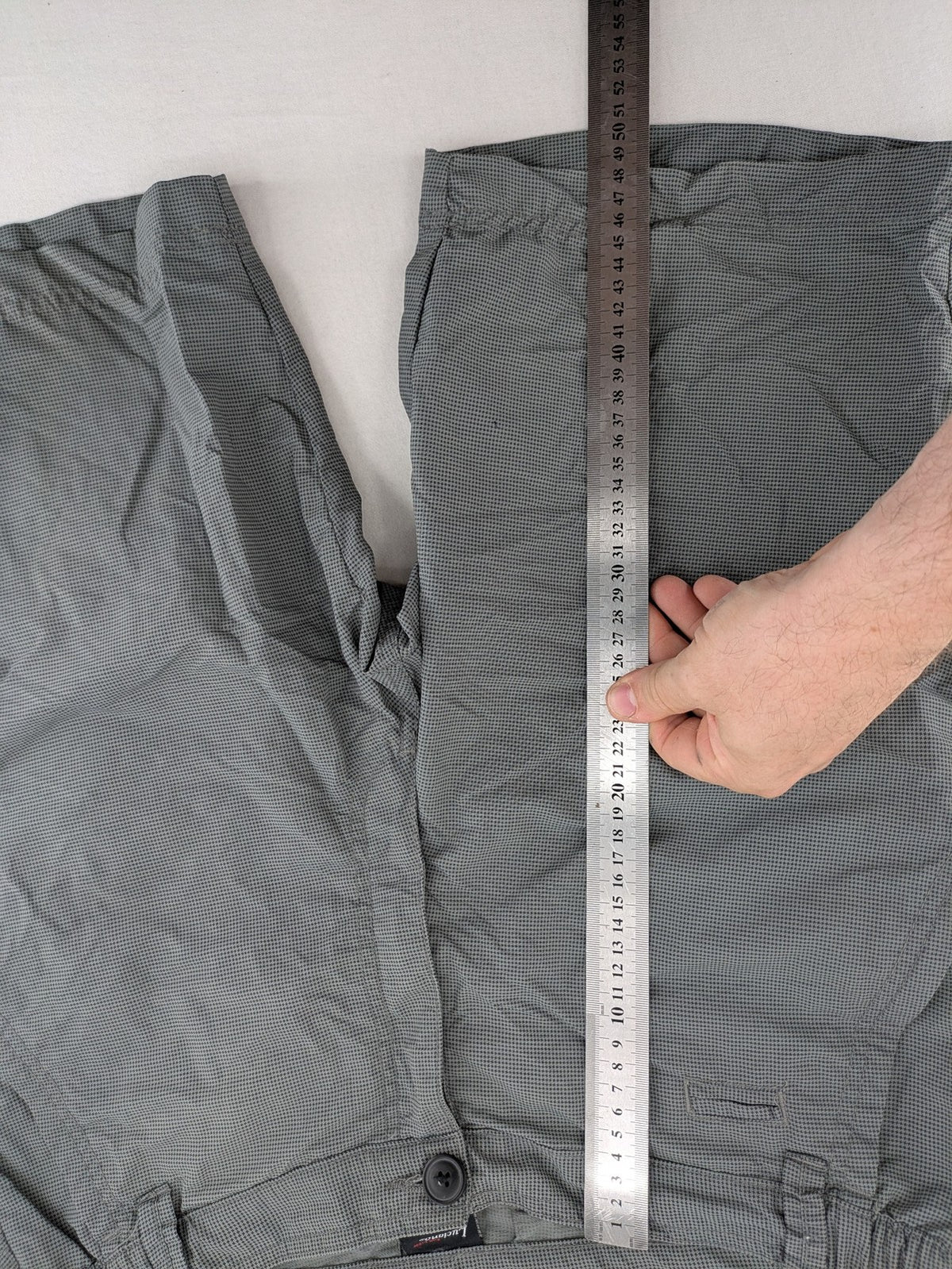 Luciano grey shorts lightweight polyamide with elastic waistband and button closure.