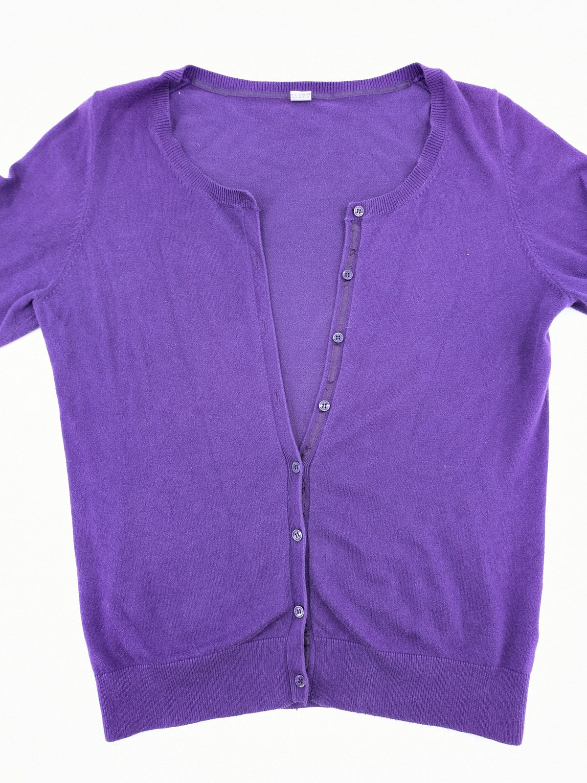 s.Oliver purple turtle neck jumper with floral pattern, buttons, and pockets in cotton blend