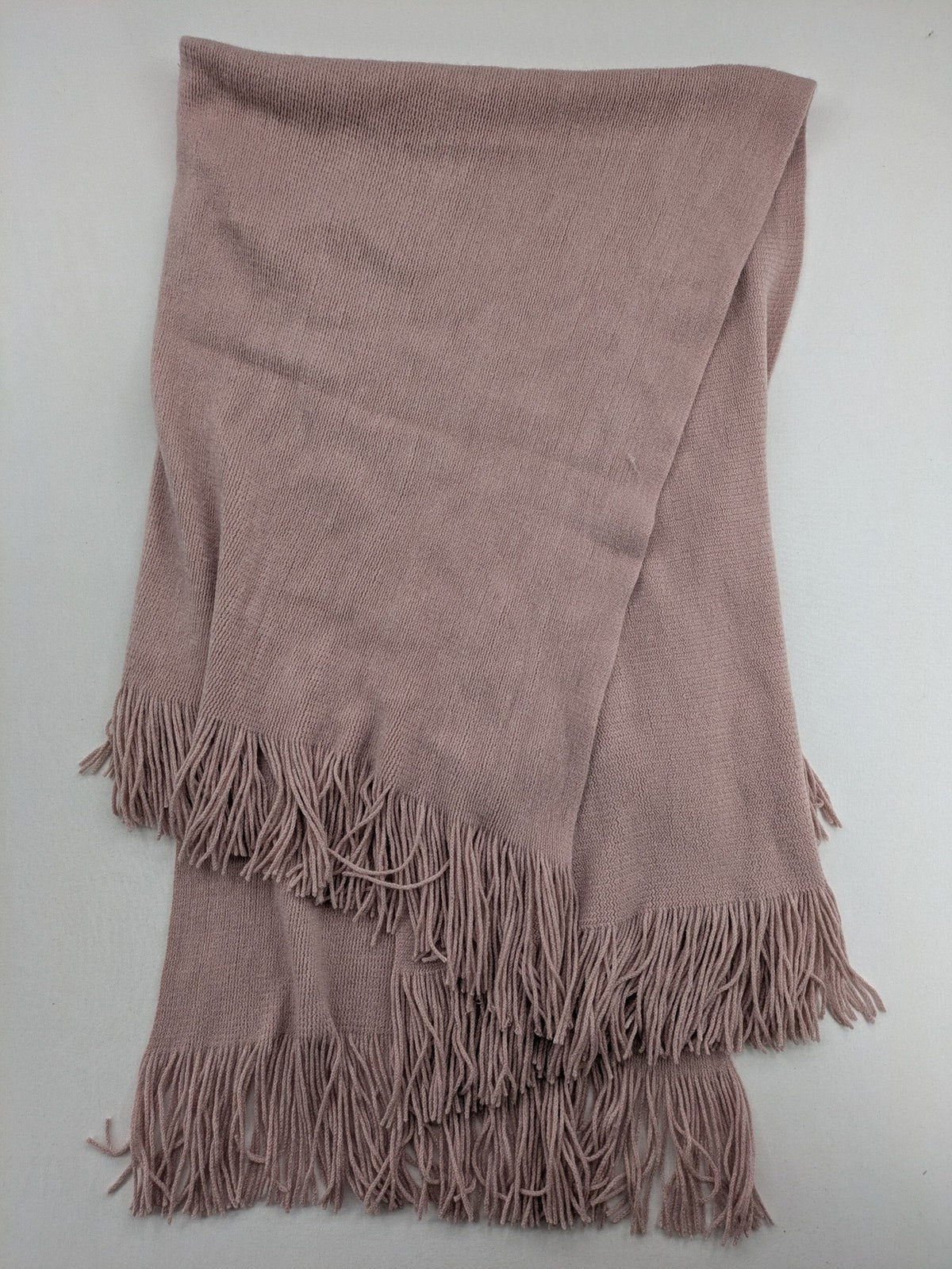XXL pink scarf soft knit with decorative fringes and open design