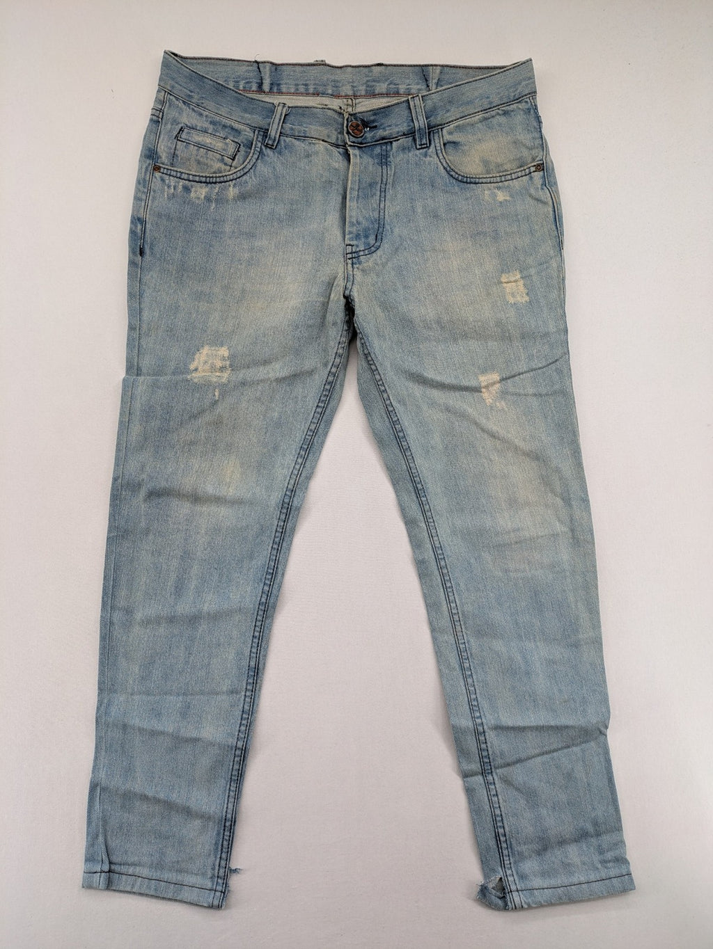GOOD JEANS straight jeans light blue distressed vintage wash with 5-pocket design