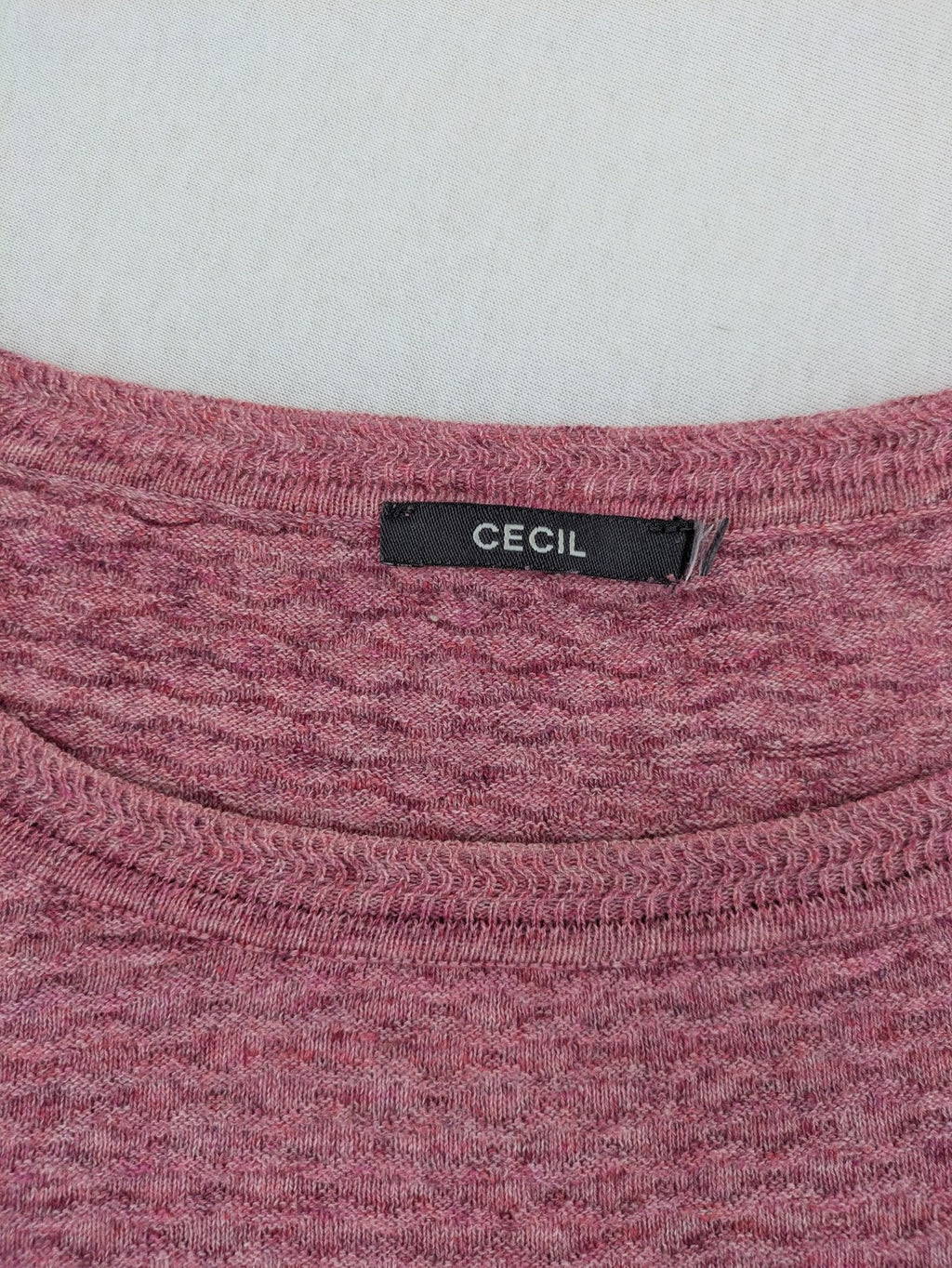 Cecil turtle neck jumper grey pink melange with textured knit and 3/4 sleeves.