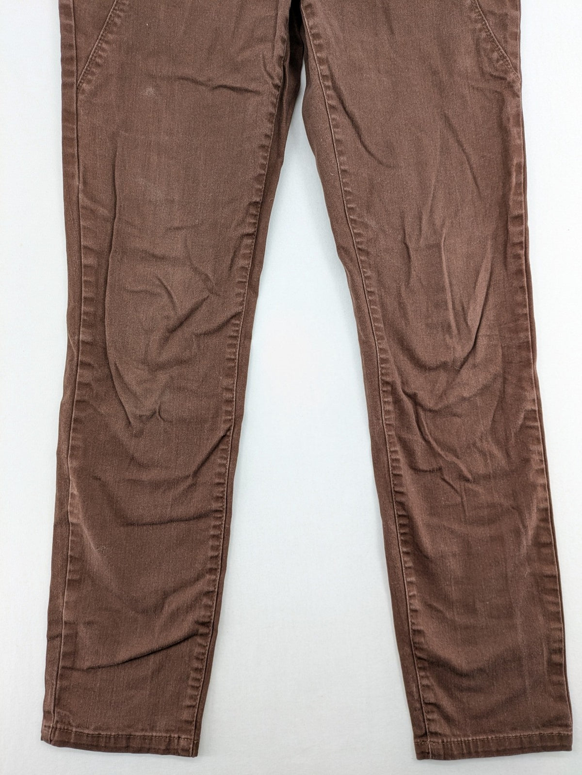 collection L brown pants cotton-stretch slim fit with diagonal zip pockets