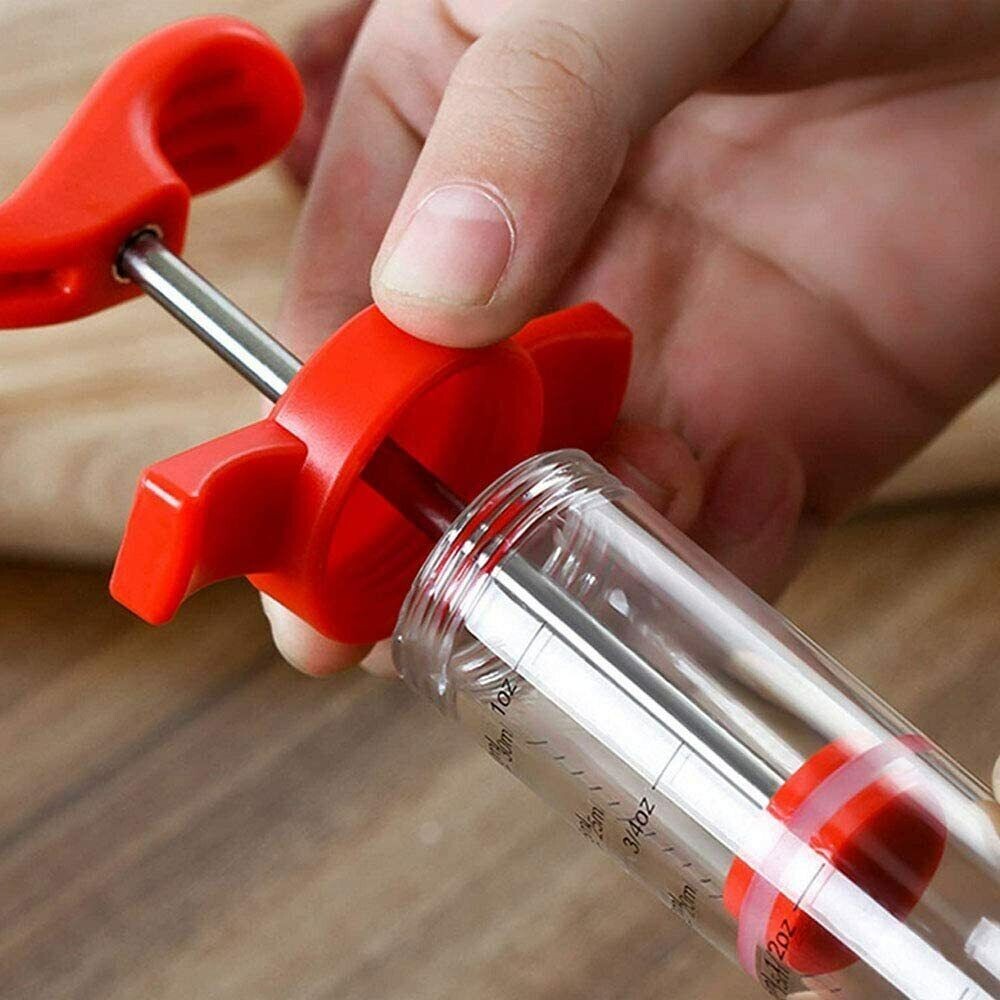 Bratenspritze white stainless steel marinade injector with durable design and precise needle.