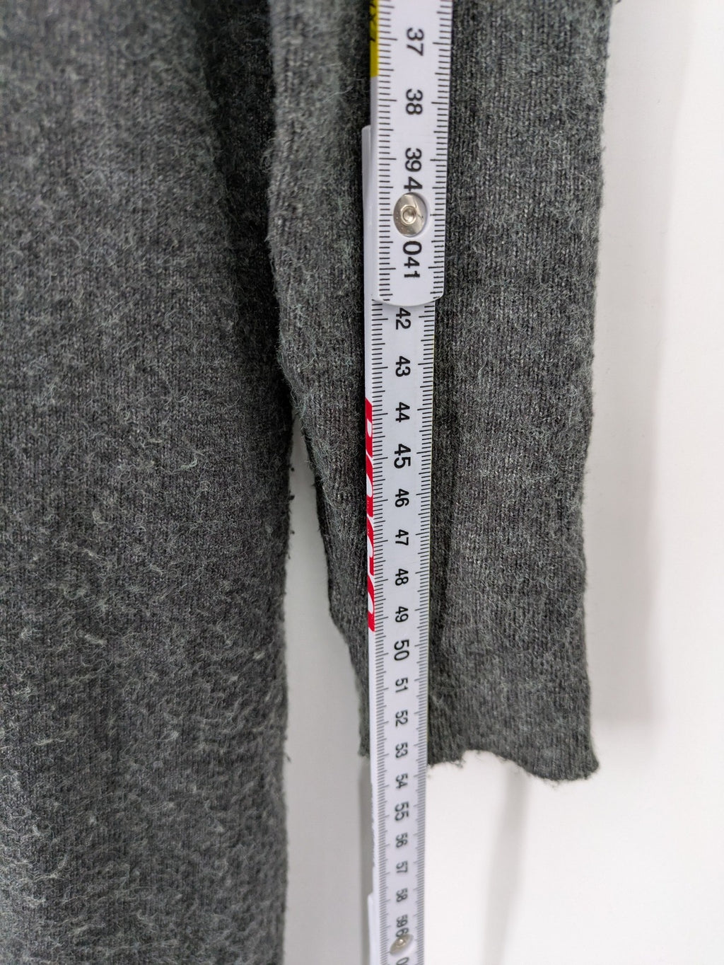 ONLY grey knitted midi dress with roll neck, long sleeves, and side slits.