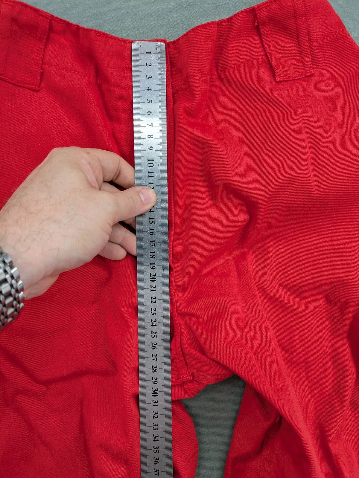 Bücking grey cargo work pants red accents with 3M Scotchlite reflective strips.