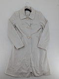 H&M beige trench coat size 38, classic design with button closure and striped lining.