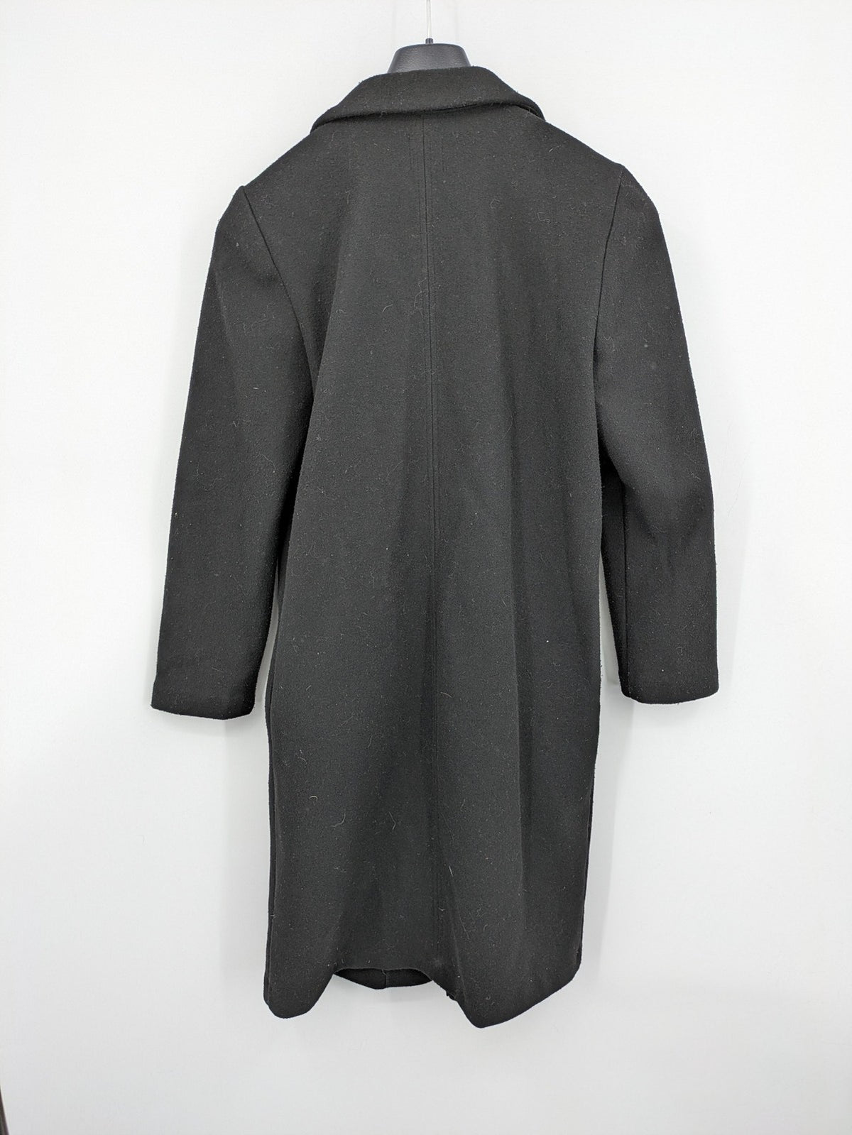 Zara black long coat open front sharp lapel classic design size S