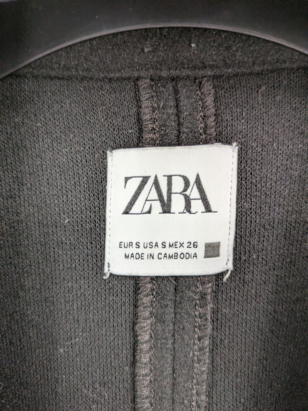 Zara black long coat open front sharp lapel classic design size S