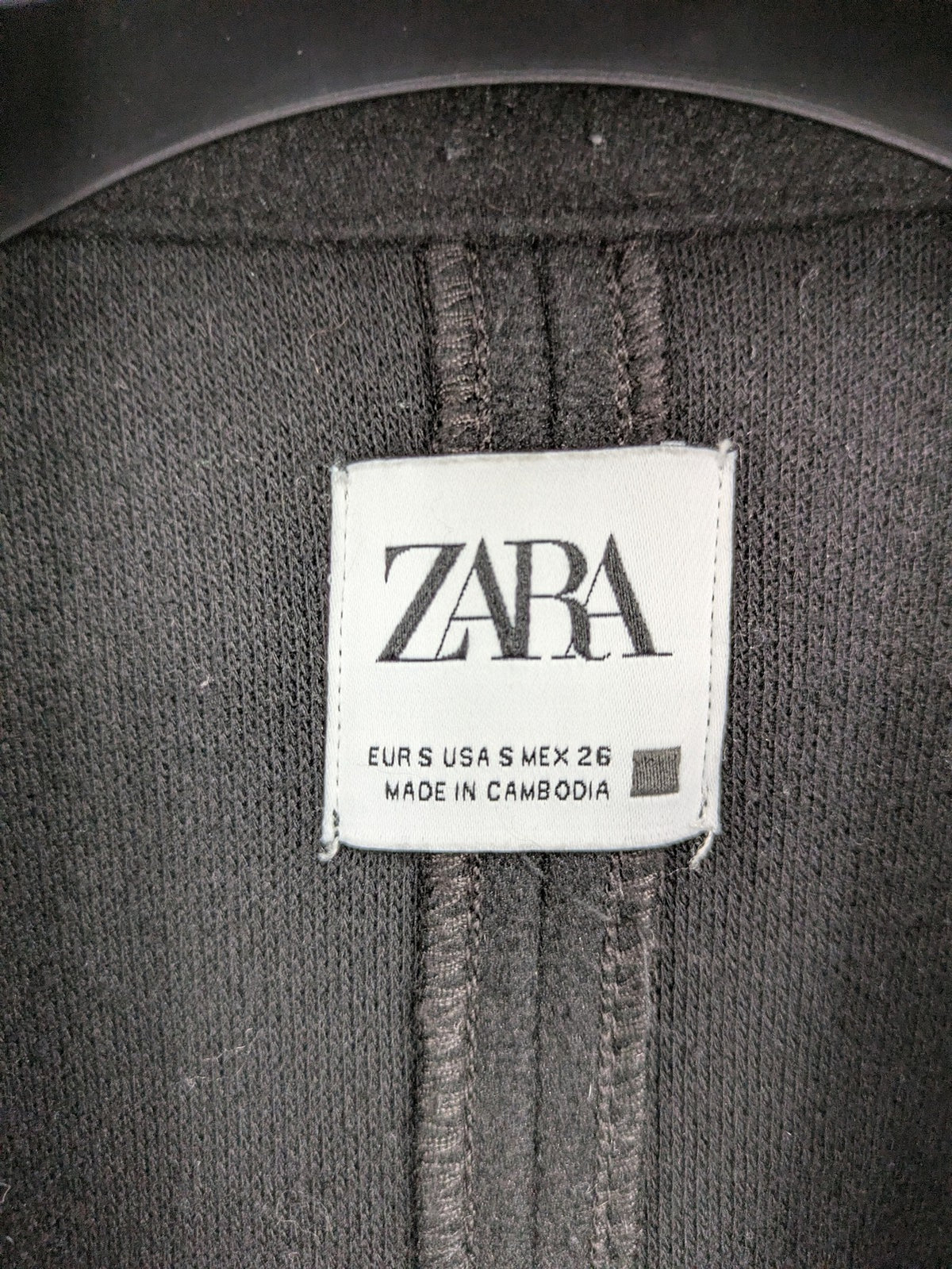 Zara black long coat open front sharp lapel classic design size S