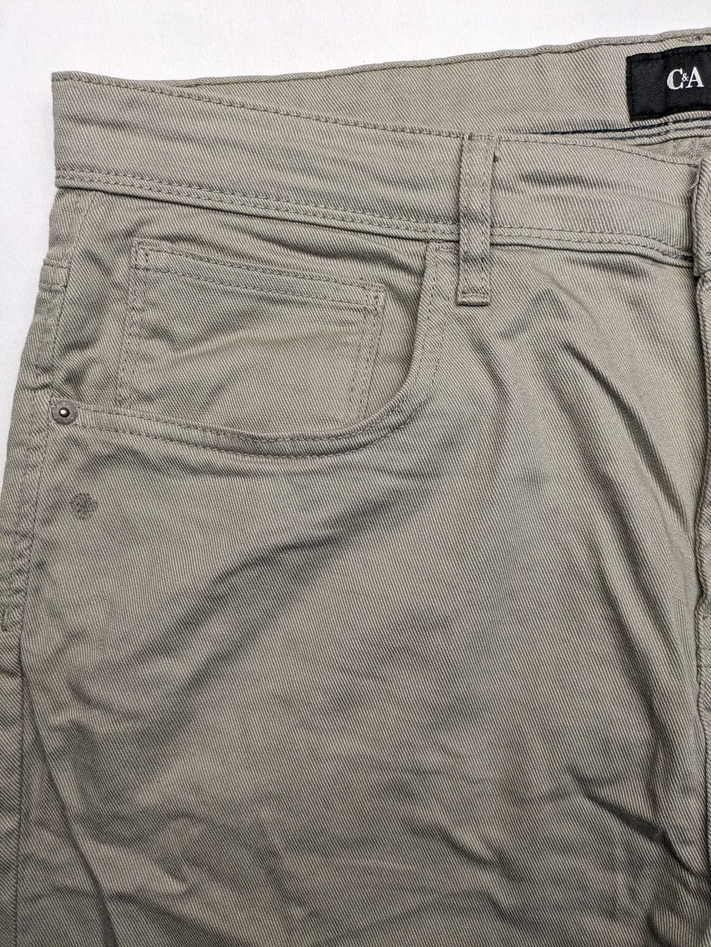 C&A beige chino pants regular fit cotton stretch material with classic straight leg design