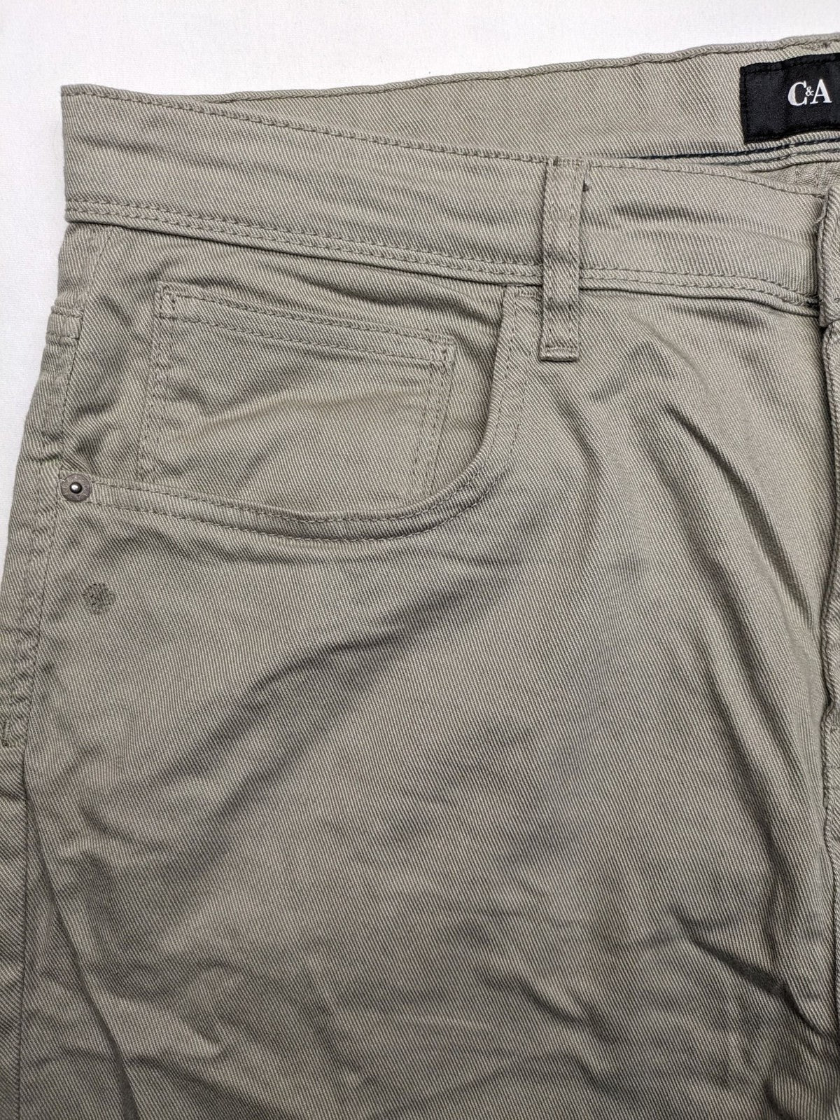 C&A beige chino pants regular fit cotton stretch material with classic straight leg design
