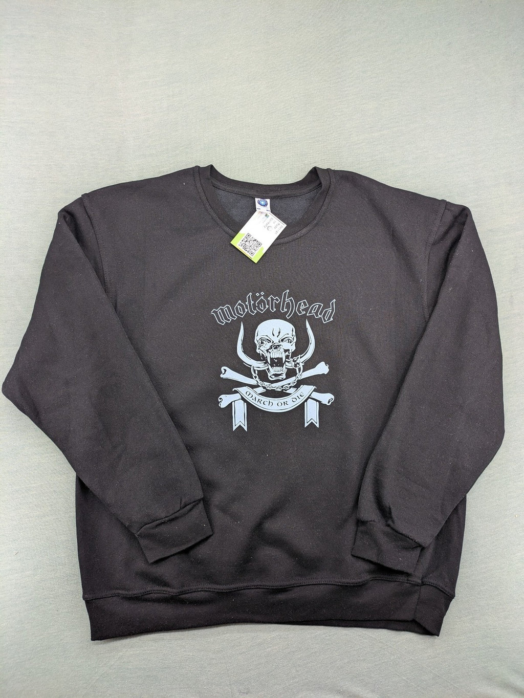 Starworld black turtle neck jumper featuring Motörhead War-Pig logo and "March ör Die" text.