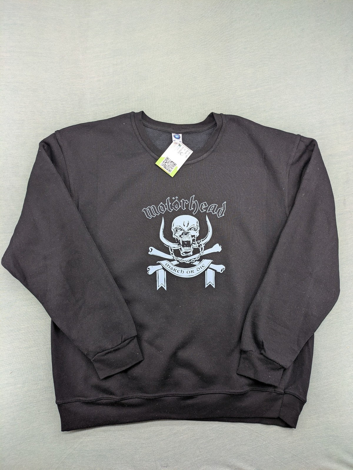 Starworld black turtle neck jumper featuring Motörhead War-Pig logo and "March ör Die" text.