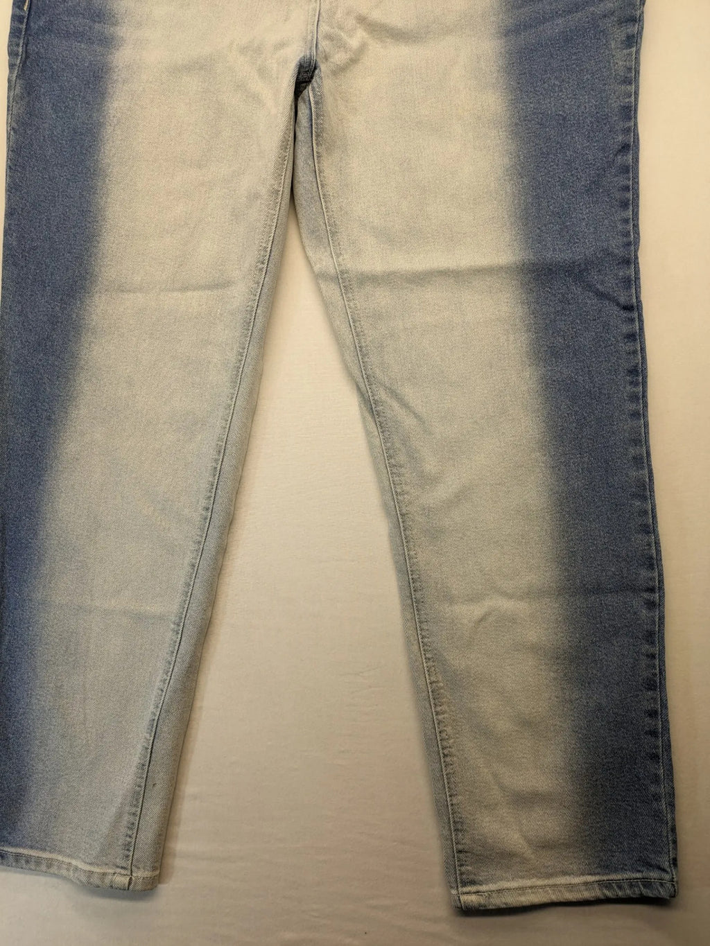 Ulla Popken blue straight jeans with used look, elastic waistband, and 5-pocket style.
