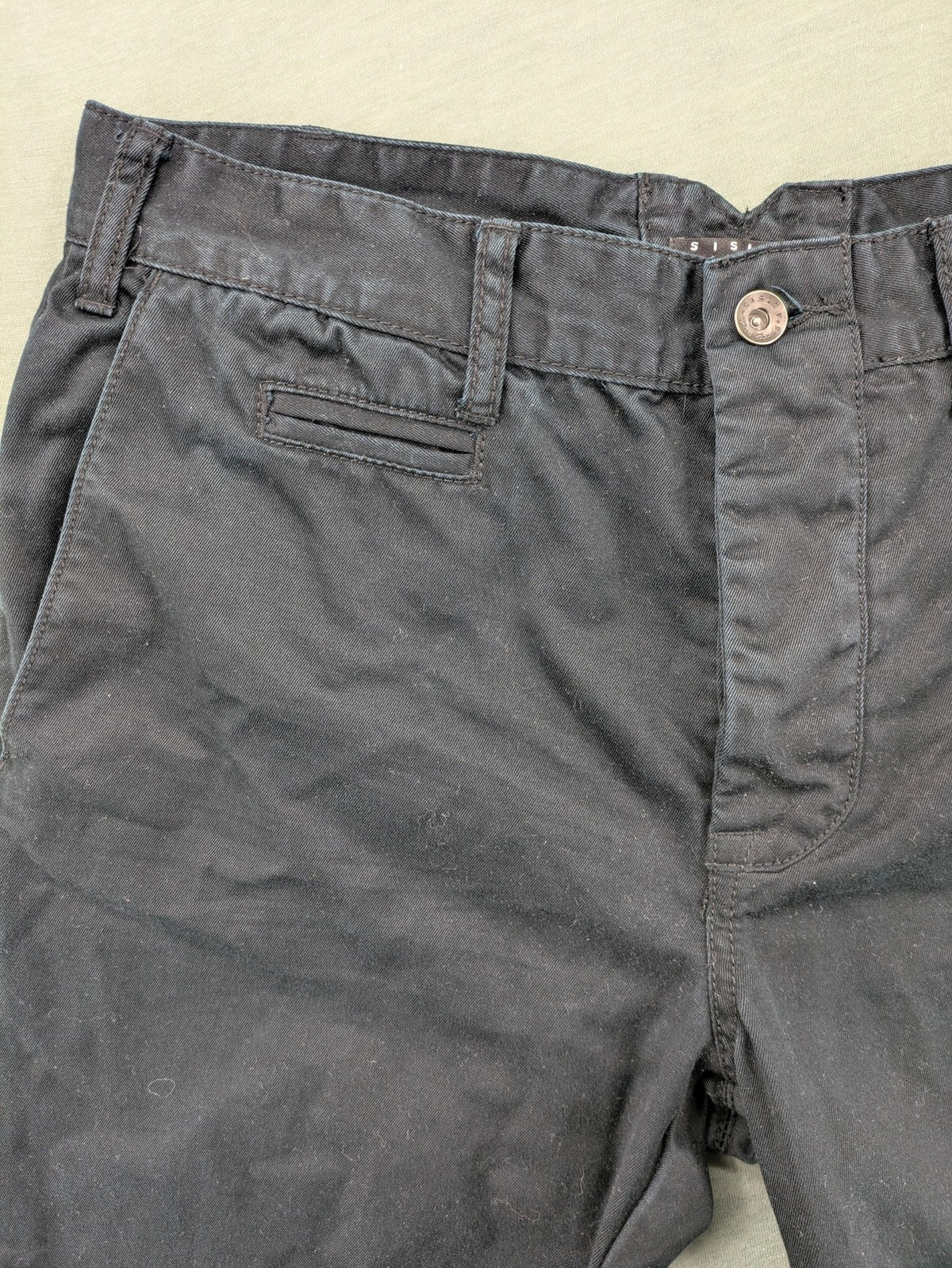 Sisley grey chino pants straight fit button fly classic style cotton material
