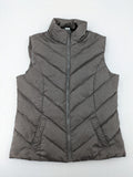 L&A Fashion grey puffer vest with zip closure, stand collar, and side pockets.