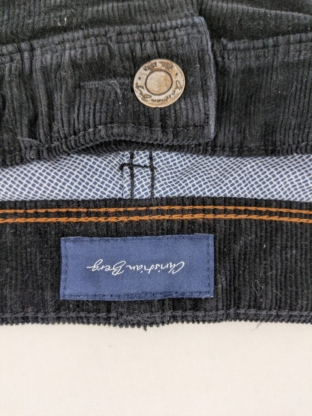 Christian Berg black cord pants straight fit 5-pocket design cotton blend