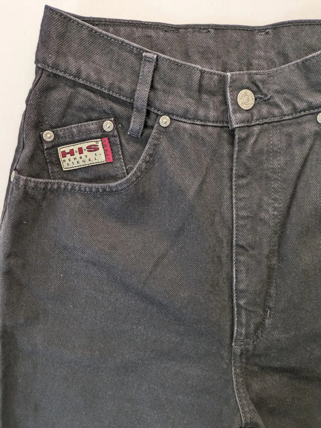 H.I.S black mom jeans high waist tapered fit 90s vintage style 100% cotton