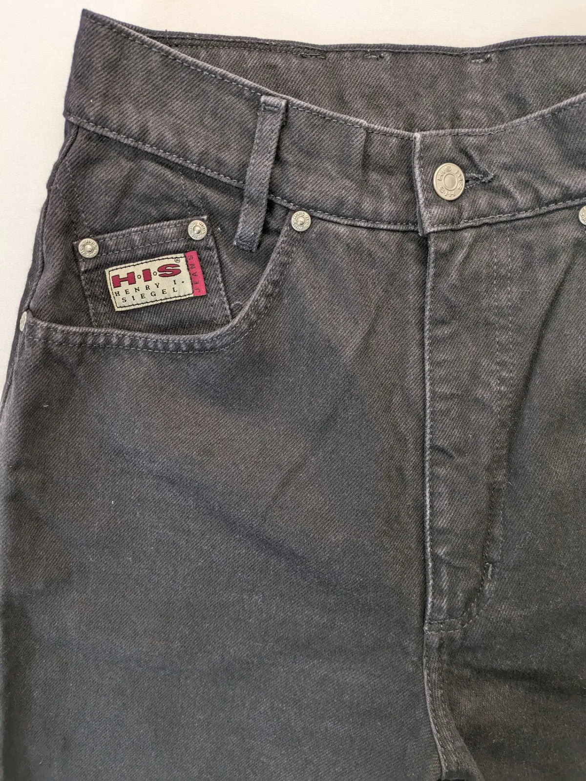 H.I.S black mom jeans high waist tapered fit 90s vintage style 100% cotton