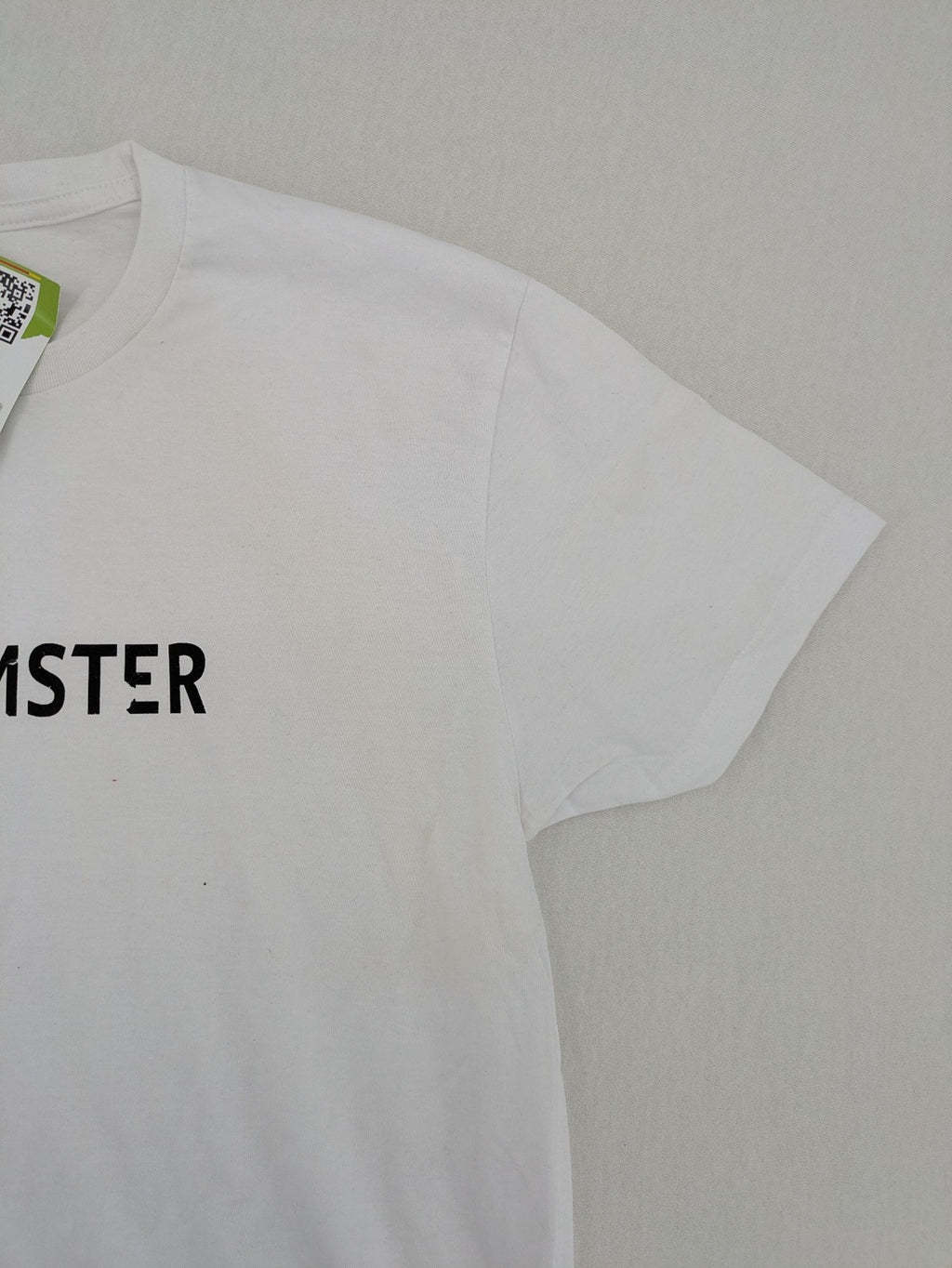 Xhamster white graphic t-shirt printed logo on chest, short sleeves, round neck.