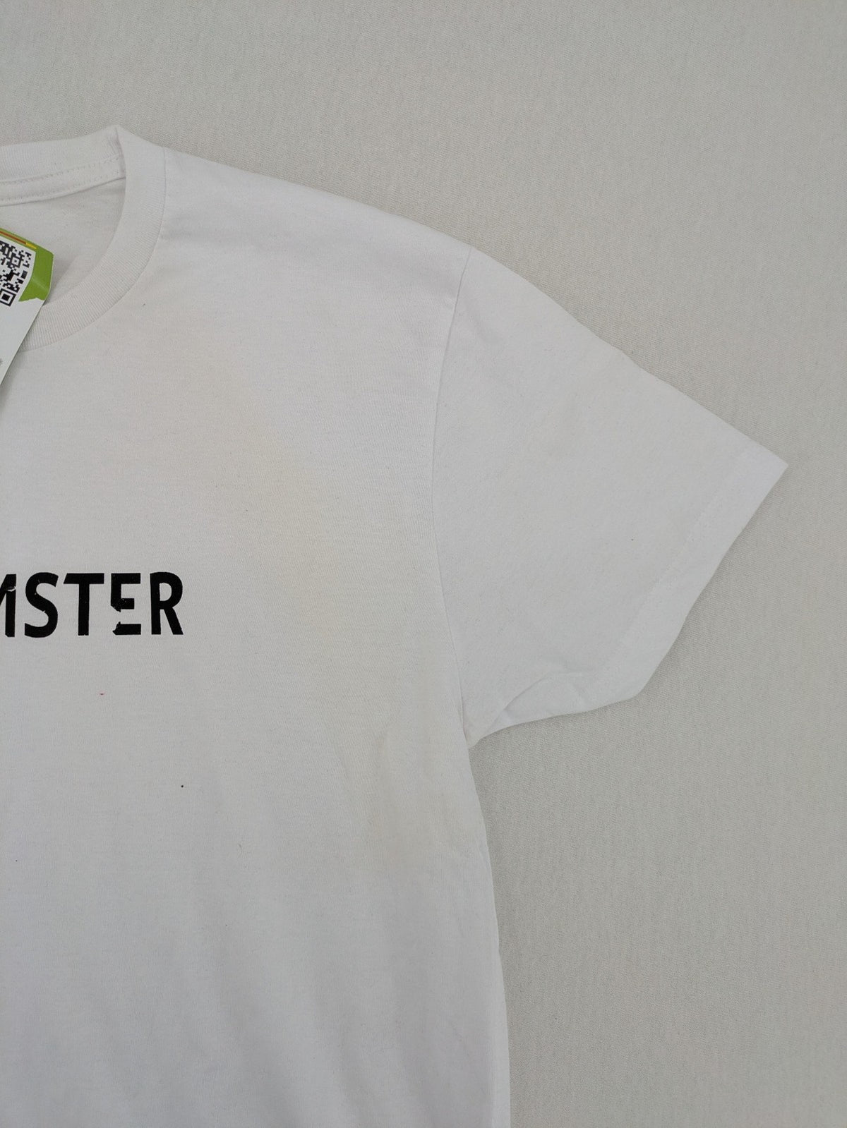 Xhamster white graphic t-shirt printed logo on chest, short sleeves, round neck.