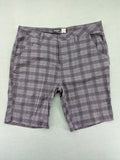 Sublevel grey plaid shorts size 38, cotton material, classic cut with button-fly.