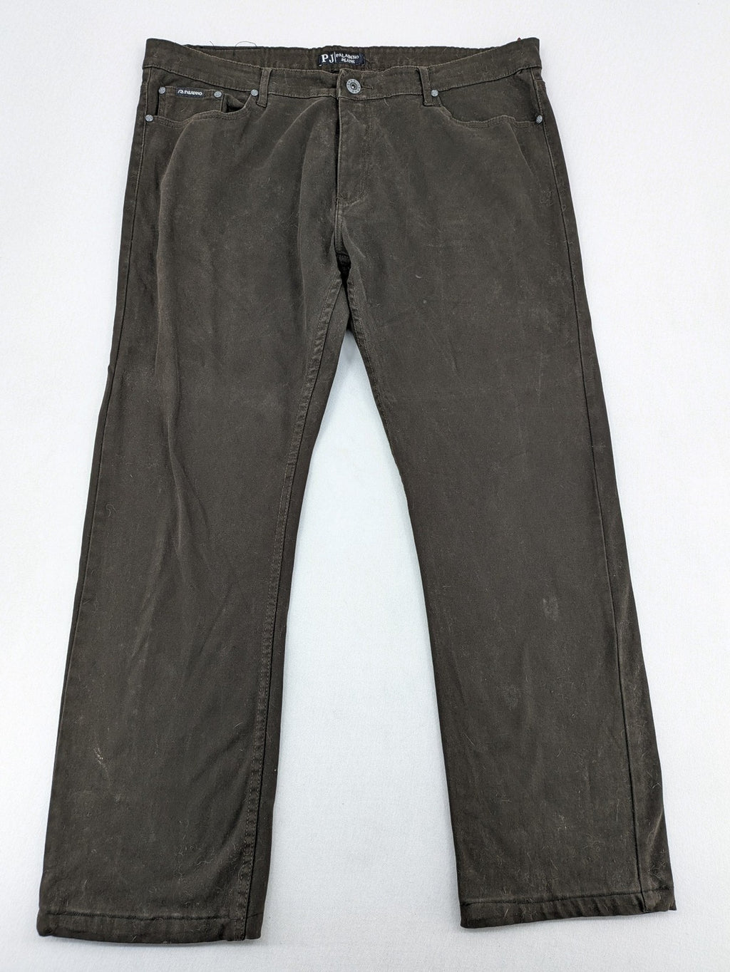 Paladino brown straight jeans five-pocket design stretch cotton fabric