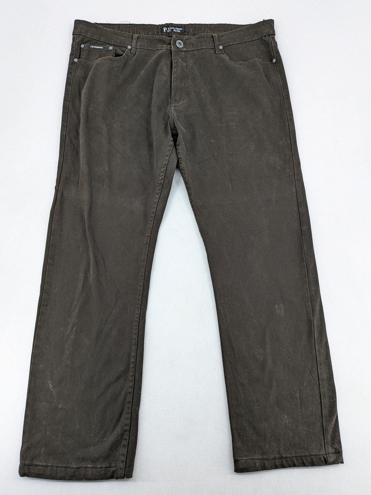 Paladino brown straight jeans five-pocket design stretch cotton fabric