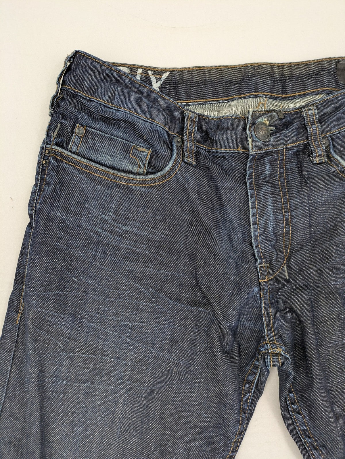 Buffalo David Bitton blue straight jeans dark wash denim five-pocket design
