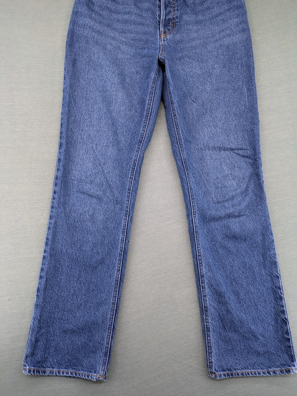 H&M blue straight jeans high rise button fly durable cotton vintage style