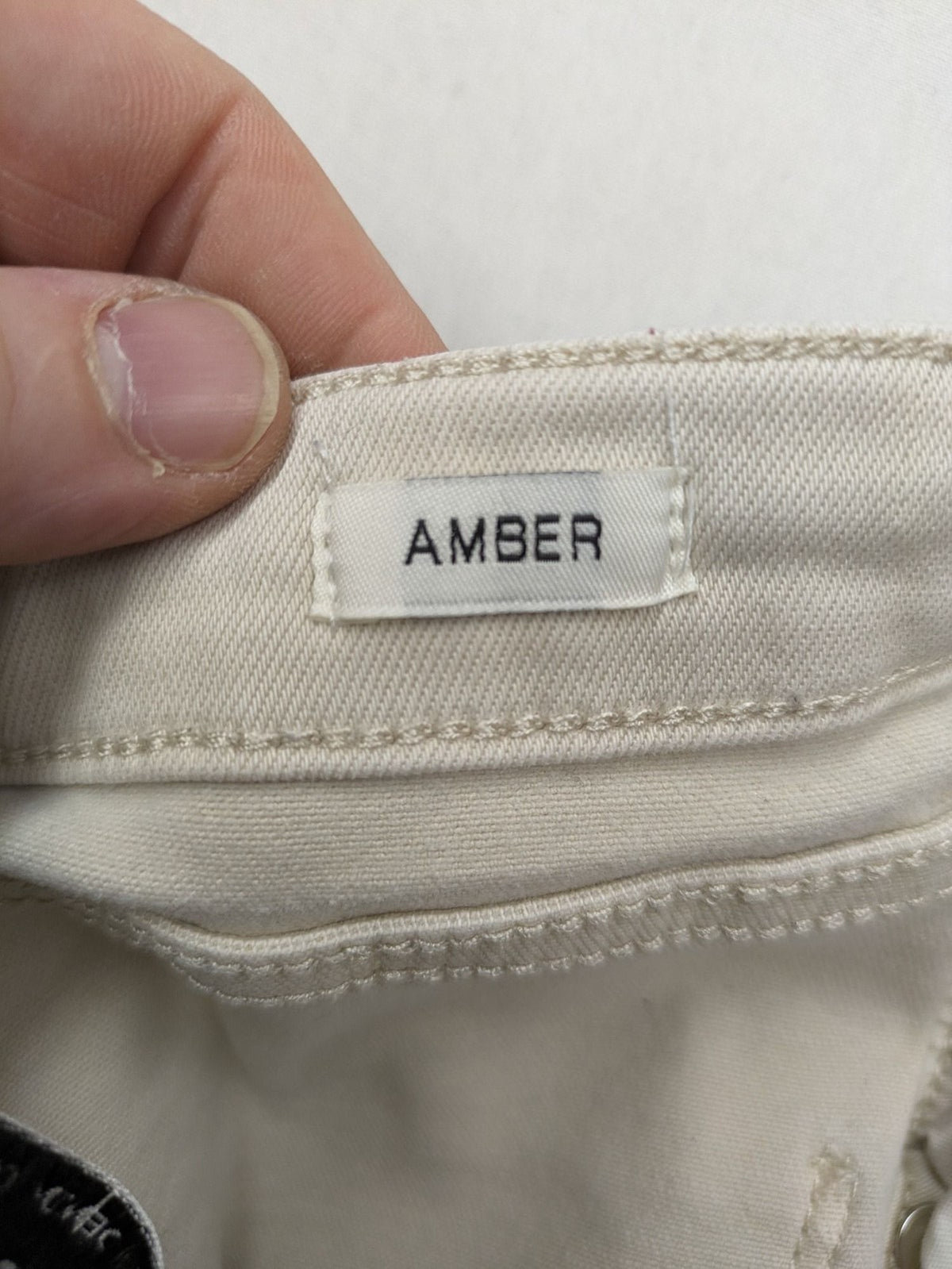 Circle Of Trust beige straight jeans with elastic waistband, drawstring, and classic 5-pocket design.
