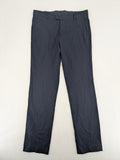 H&M navy slim fit executive suit trousers with flat-front design and side pockets.